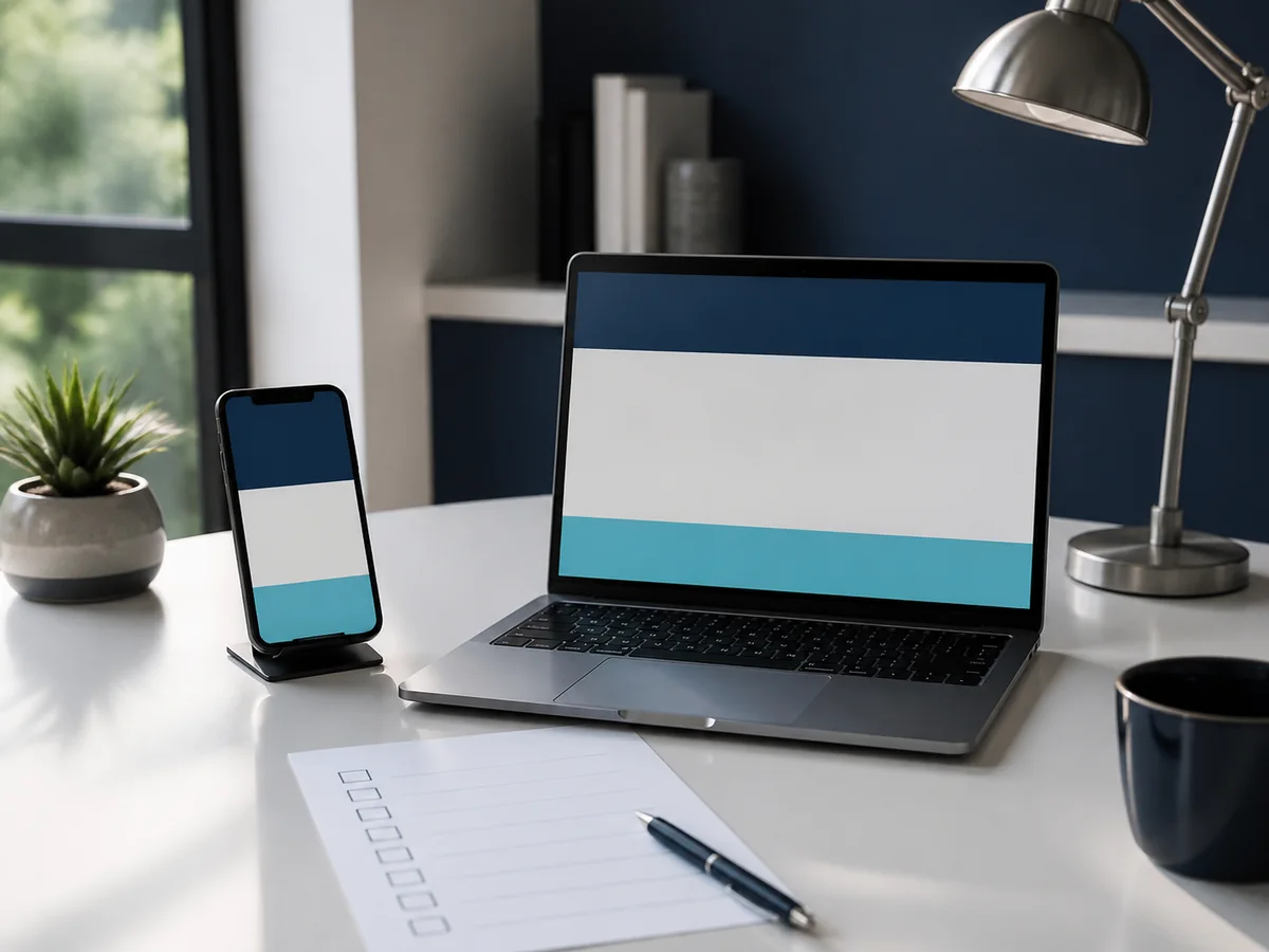 Computer and phone prepared for responsive review before launch.