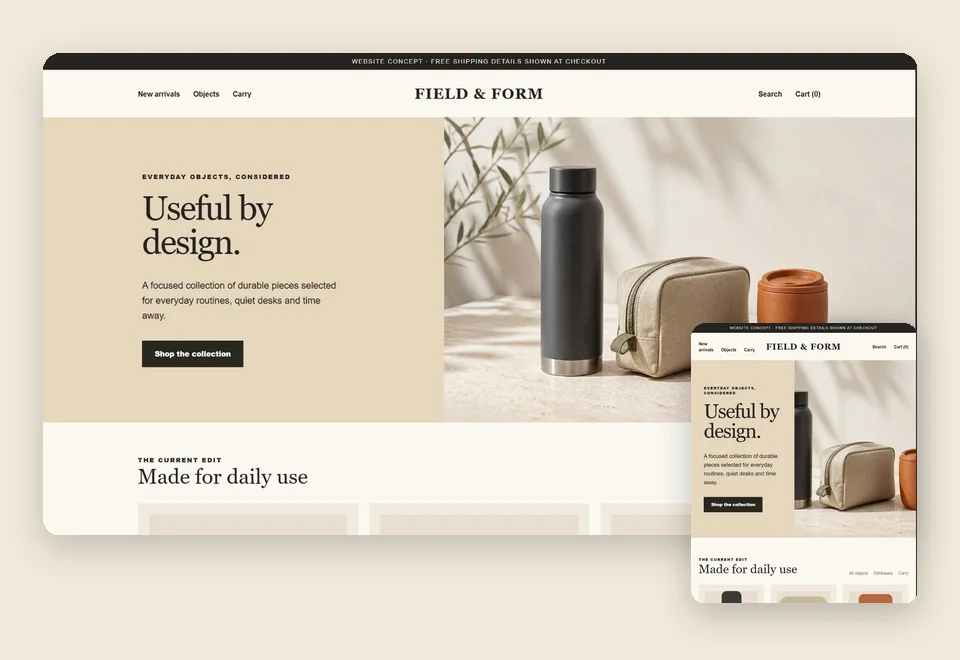 Still Goods, website concept