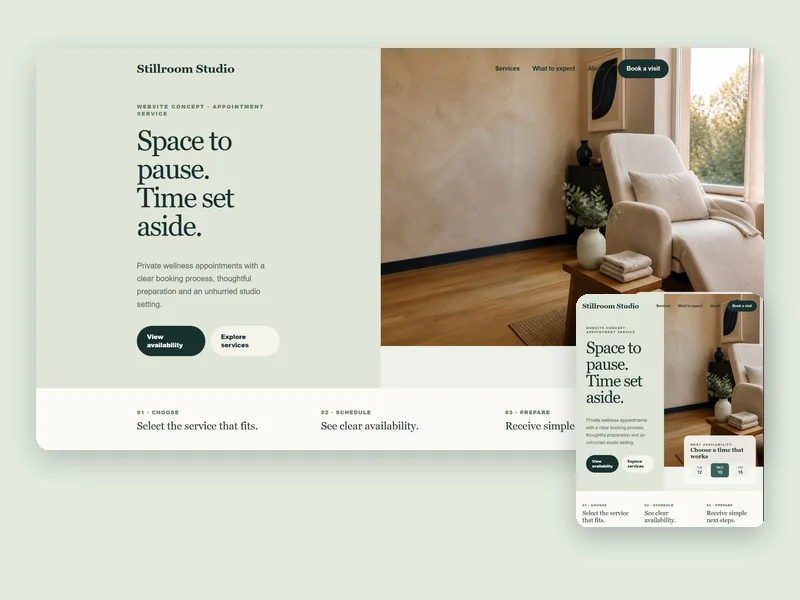 Sage House booking website concept